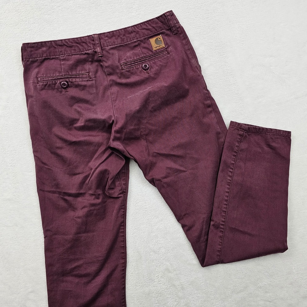Carhartt WIP Club Pant Mens 30x31 Burgundy‎ Cotton Chino Slim Straight Workwear